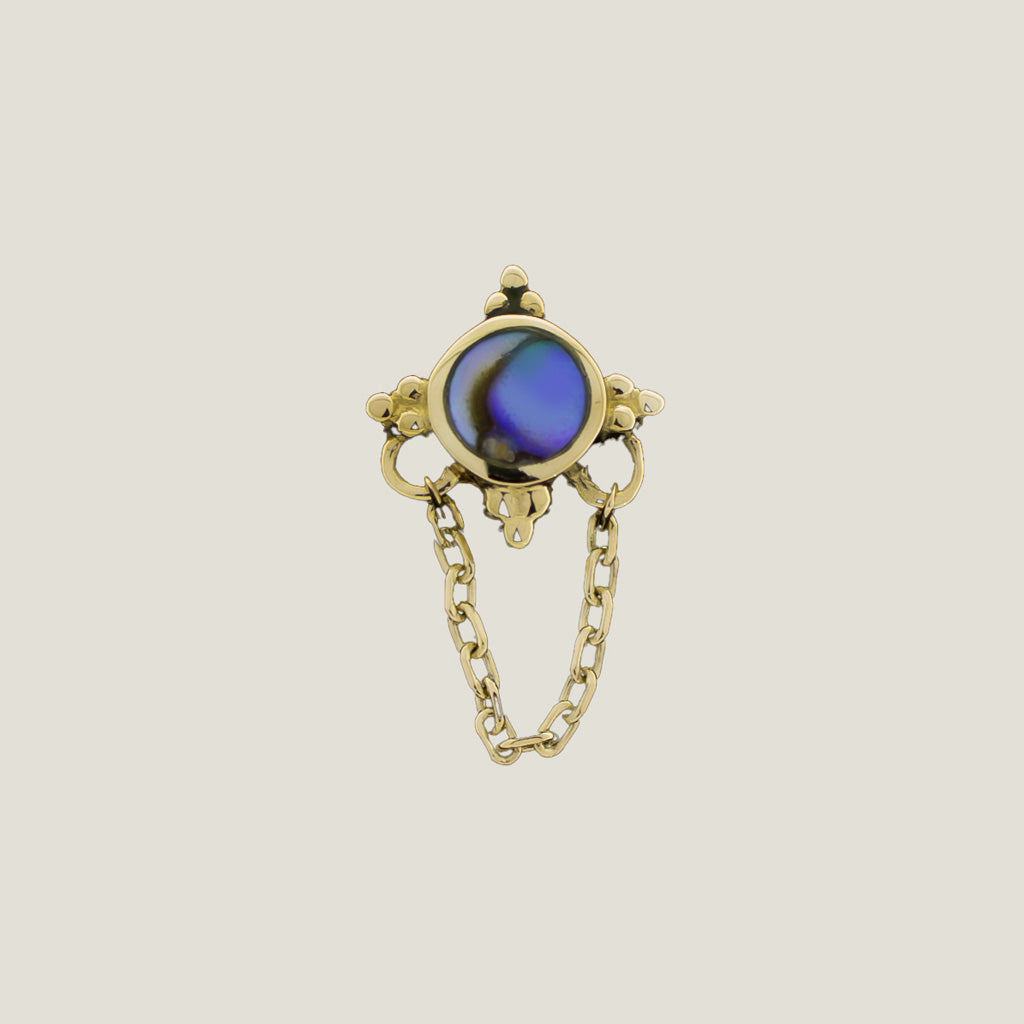 Opulenza- 14KT Gold Threadless End - Yellow Gold / Paua