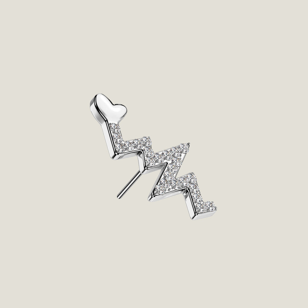 Implant Grade Titanium Threadless Push In CNC Pave CZ Heartbeat R3