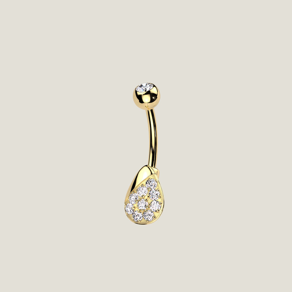 Pave CZ Teardrop Navel Ring
