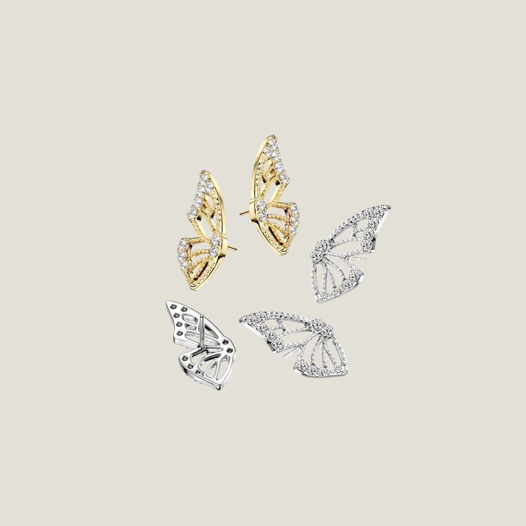 14K Gold Threadless Push In Butterfly Wing