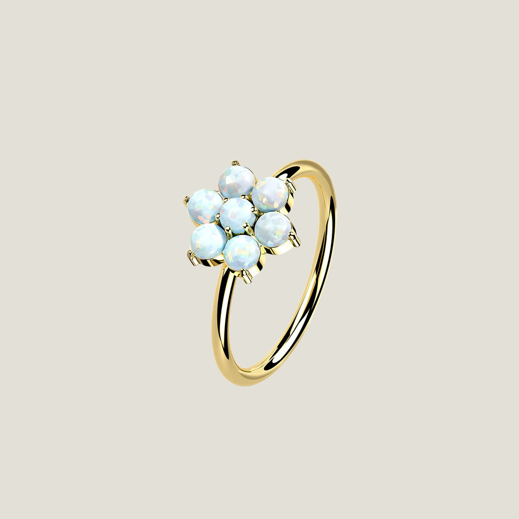 Opal Flower Hoop — 8mm