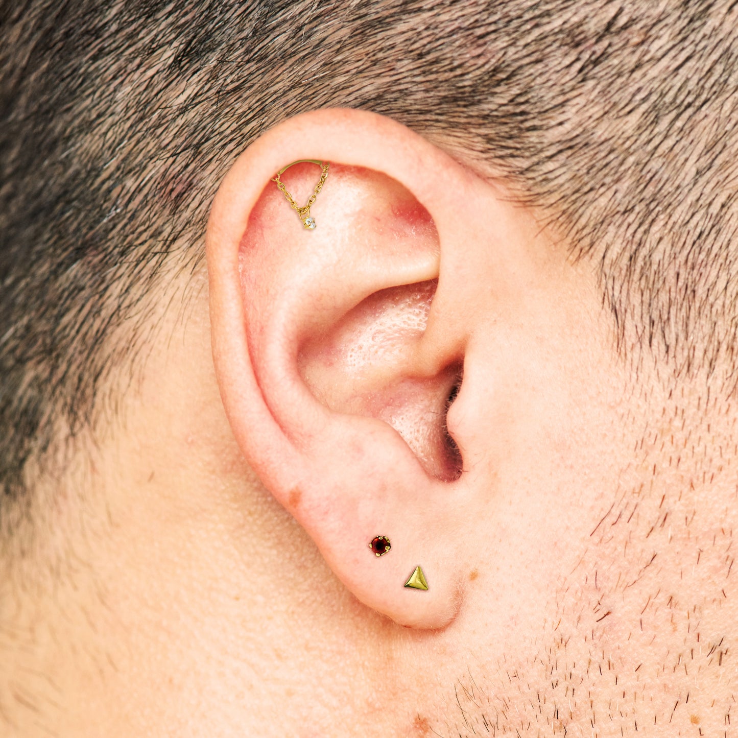 Rounded Triangle Stud — Gold