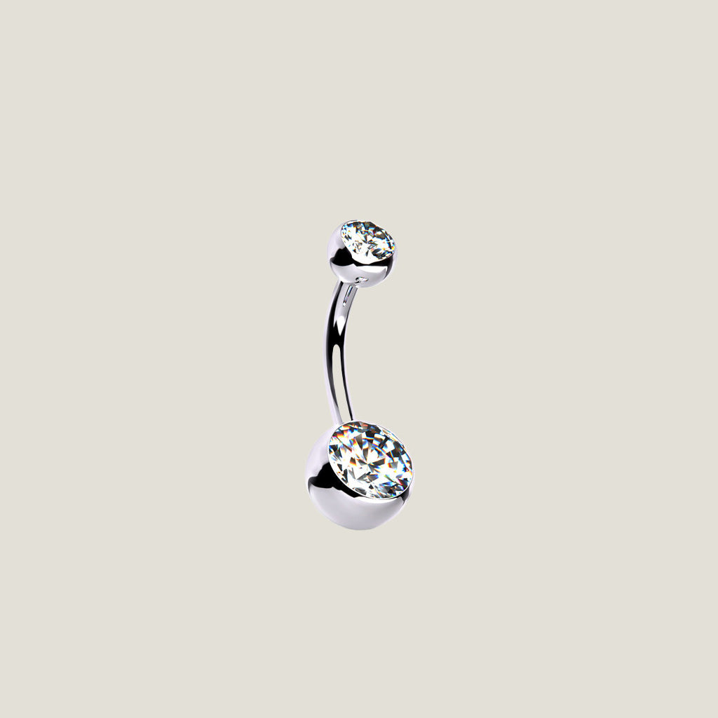 Implant Grade Titanium Internally Threaded Double Jewel Belly Button Ring