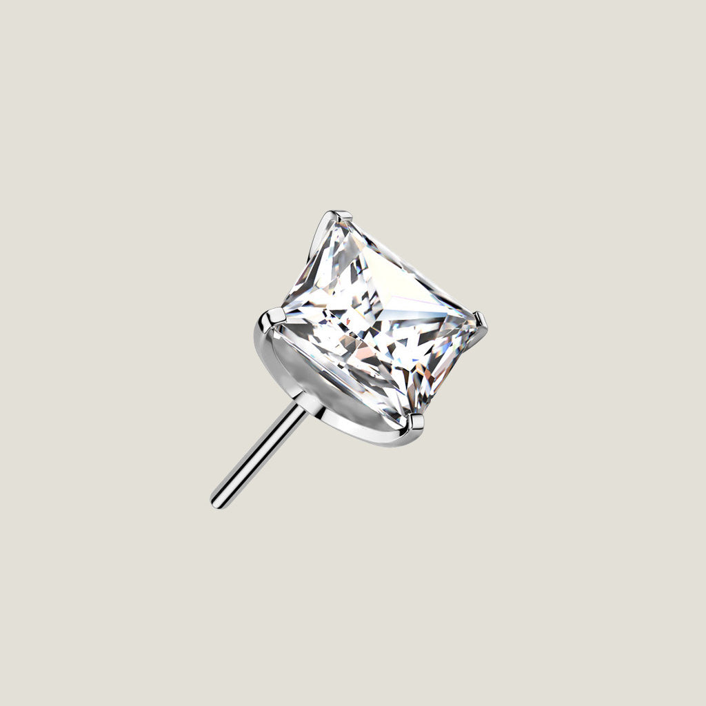 Prong Set Square CZ Stud