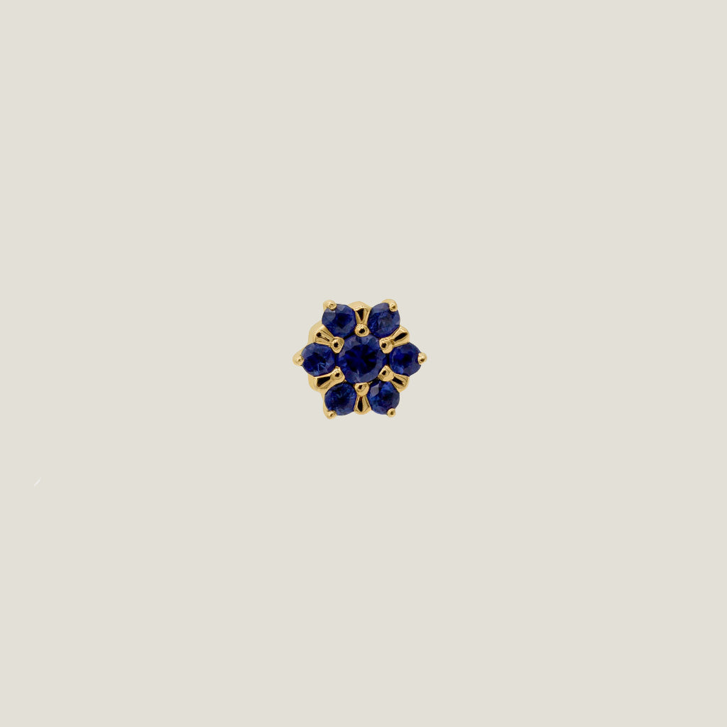 Peony 14k Gold Jewelry Threadless Push In Topper Genuine Blue Sapphire