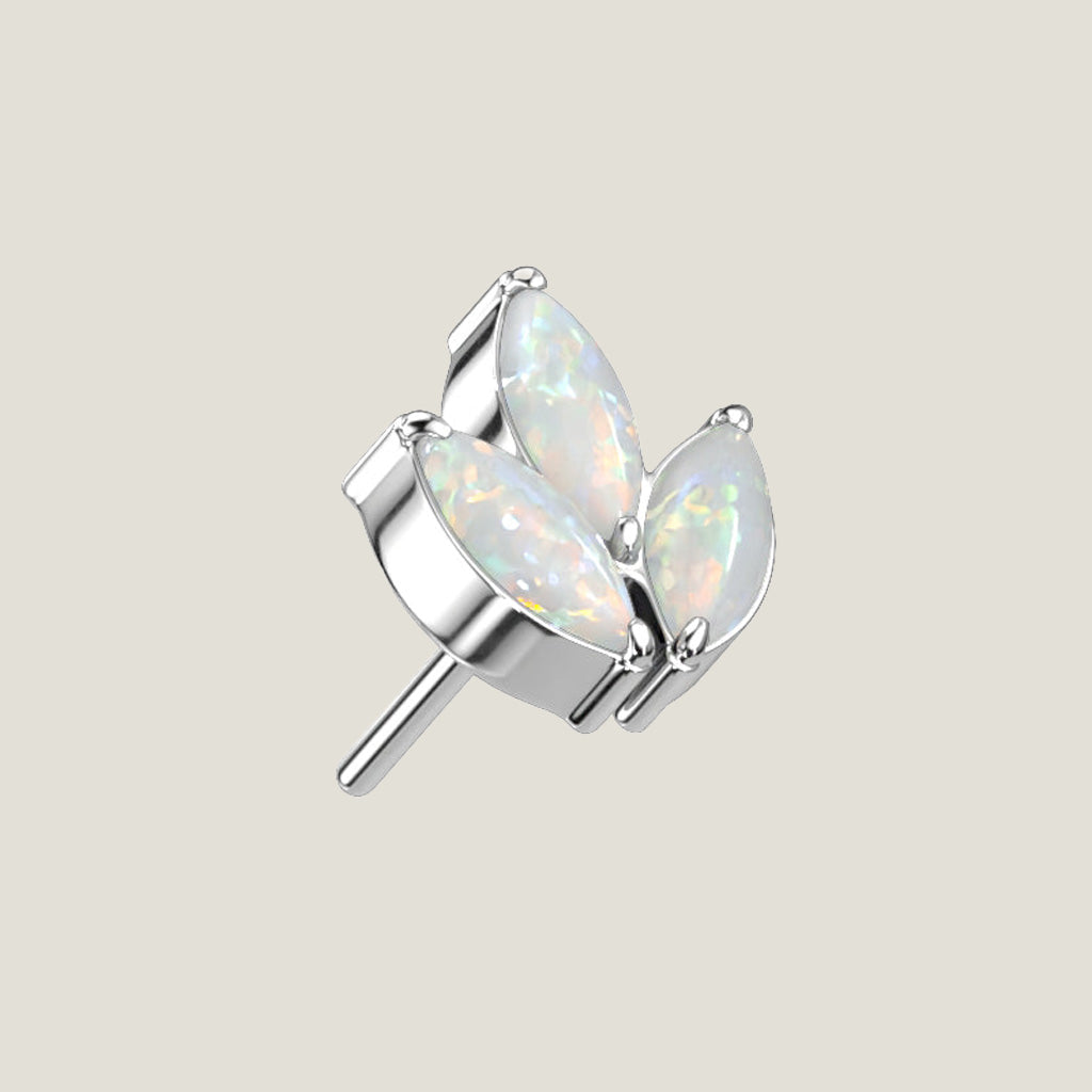 Implant Grade Titanium Threadless Push In 3 Marquise CZ or Opal Leaf Top R3