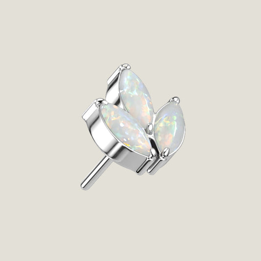 Implant Grade Titanium Threadless Push In 3 Marquise CZ or Opal Leaf Top R3