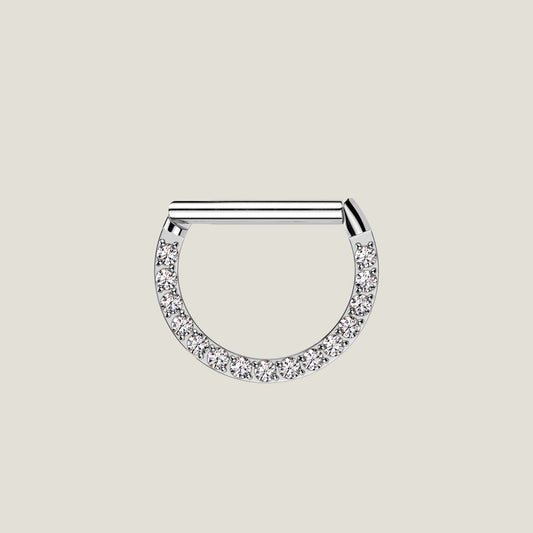 D Ring Quality Precision All 316L Surgical Steel Hinged Segment Ring With Forward Facing CNC Set CZ 10MM