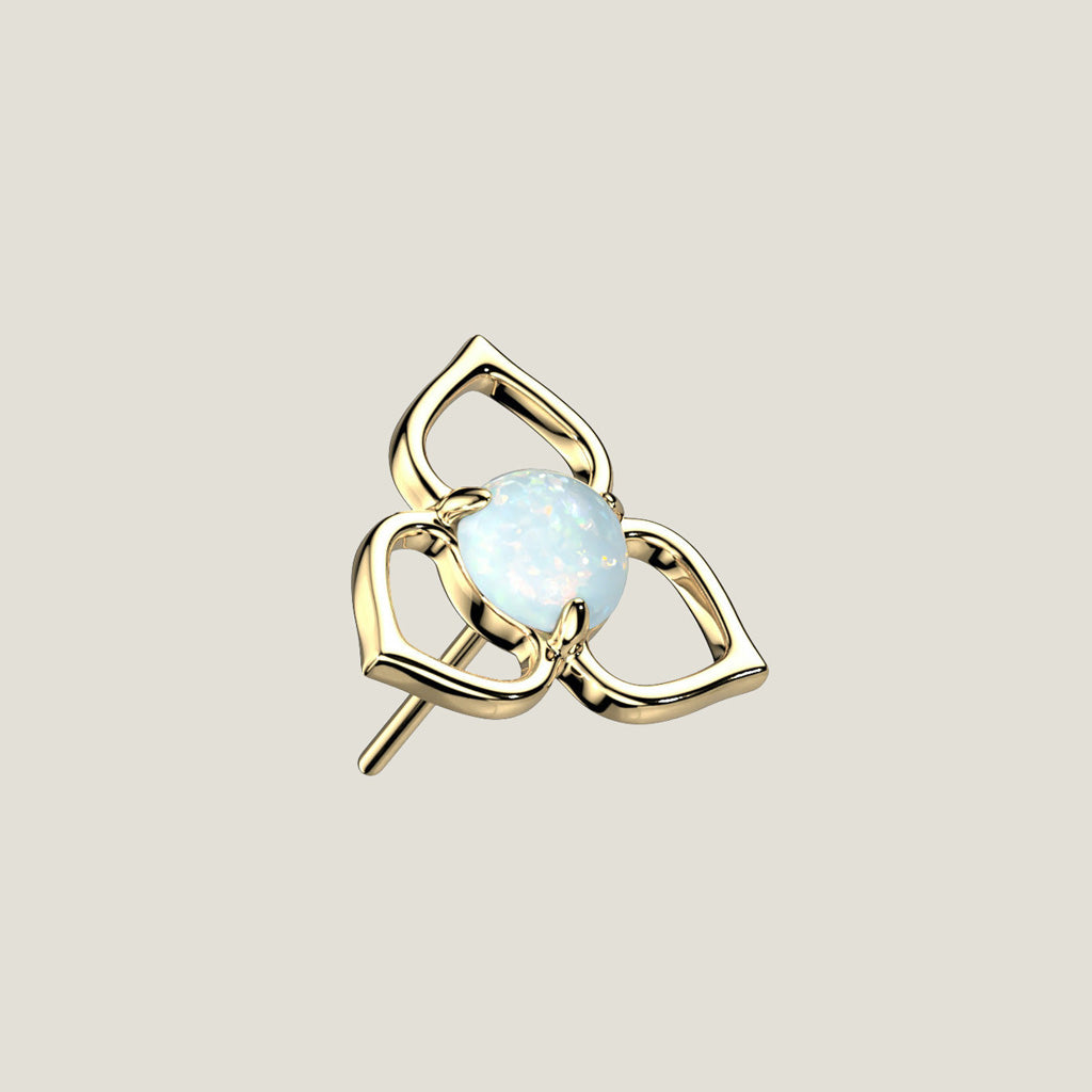 14K Gold Threadless Push in Opal Flower