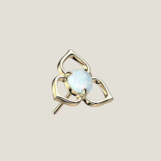 14K Gold Threadless Push in Opal Flower