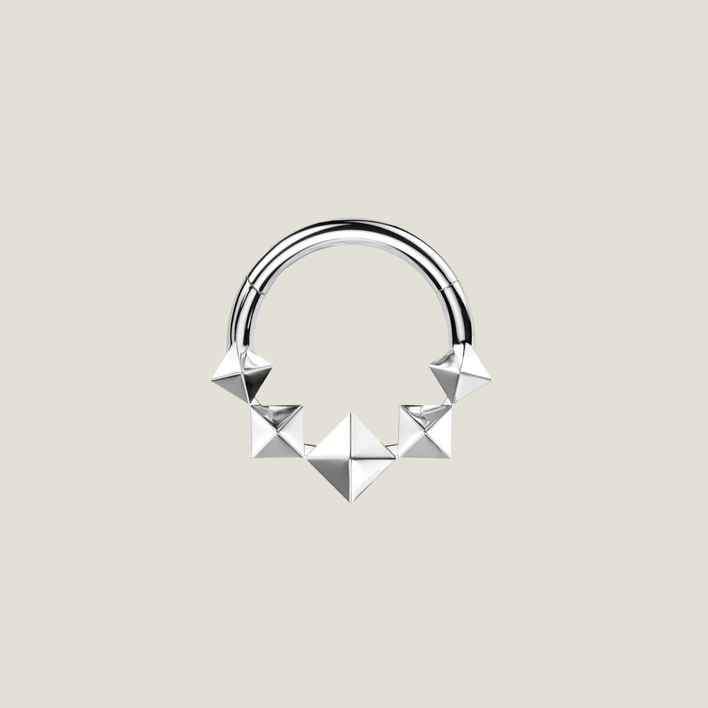 Implant Grade Titanium Hinged Segment Hoop Ring With 5 Front Facing 3D Diamonds
