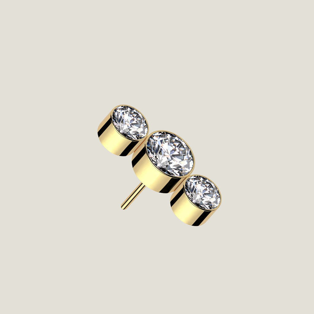 Implant Grade Titanium Threadless Push In 3 Round Bezel Set CZ Curve Top R3