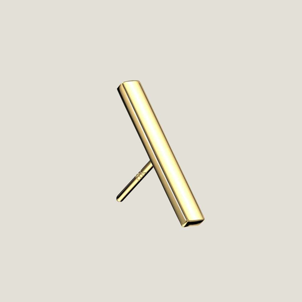 14K Gold Threadless Push In Bar