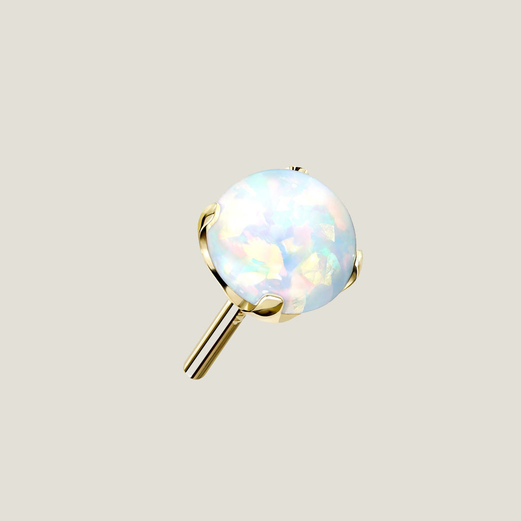 14K Gold Threadless Push In Opal Prong Set Tops