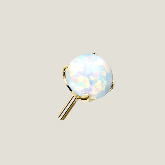 14K Gold Threadless Push In Opal Prong Set Tops
