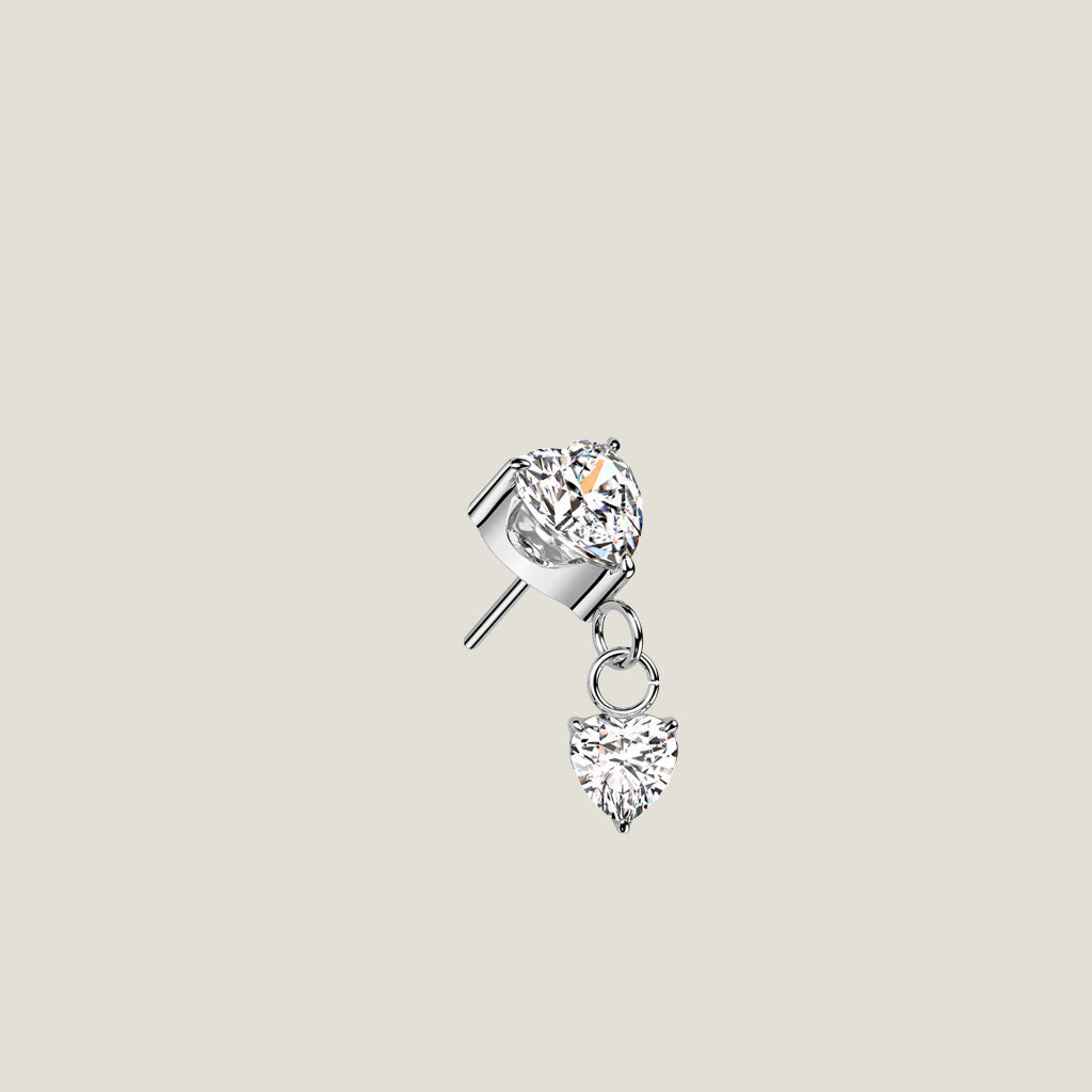 Prong-Set Heart Drop Stud
