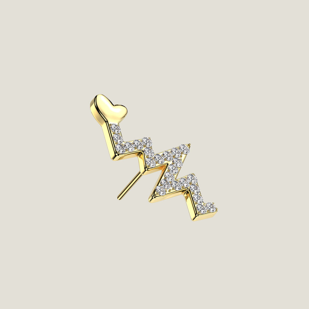 Implant Grade Titanium Threadless Push In CNC Pave CZ Heartbeat R3